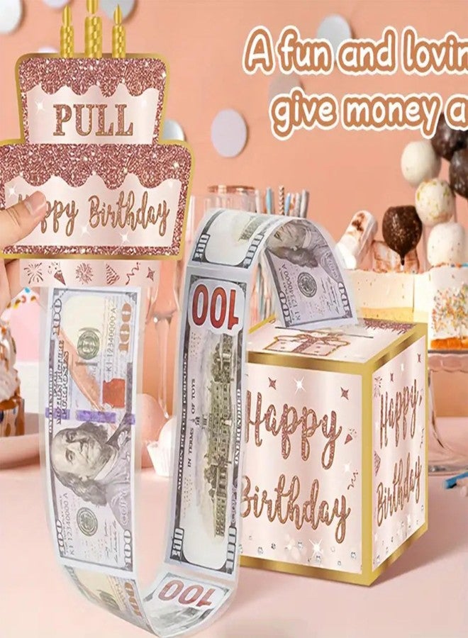 MFCMF Birthday Money Box with 30 Transparent Bags, Pull-Out Cash Gift Holder with Happy Birthday Card & DIY Stickers - Fun Surprise Gift Idea for Any Age, Perfect for Boys, Girls, Family & Friends（Pink - Image 2